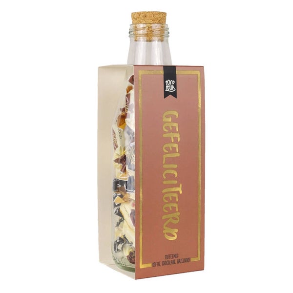 100% Leuk Momenten fles - Gefeliciteerd - Toffee