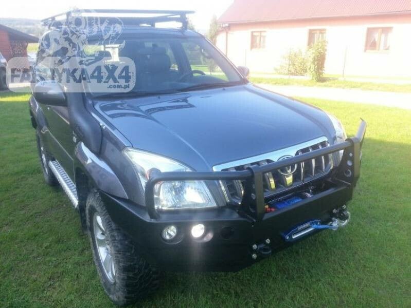 F4x4 VOORBUMPER MET BULLBAR VOOR VERSIE MET KUNSTSTOF FRAME SPATBORDEN TOYOTA LAND CRUISER J125 2002 tot 2009