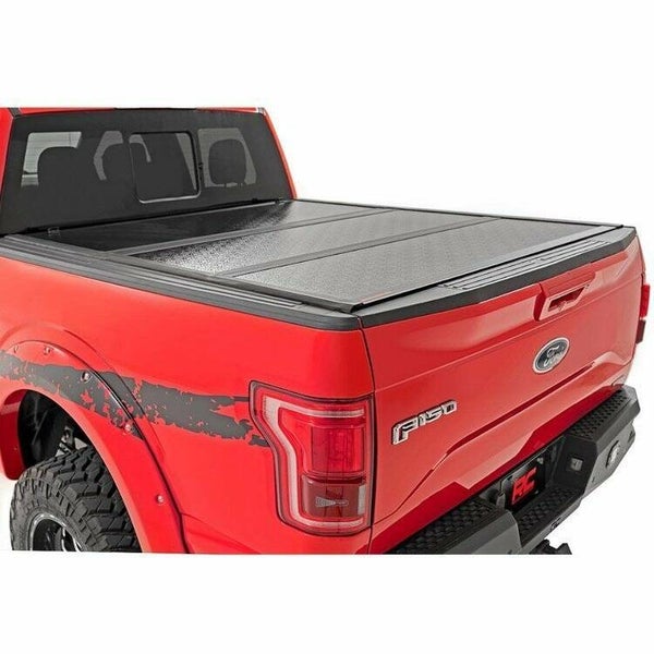Harde bedovertrek tri-fold laag profiel Rough Country Tonneau 5' 5" Ford F150 (2015 tot 2017)