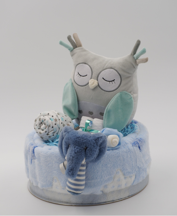 Luiertaart uil Blauw