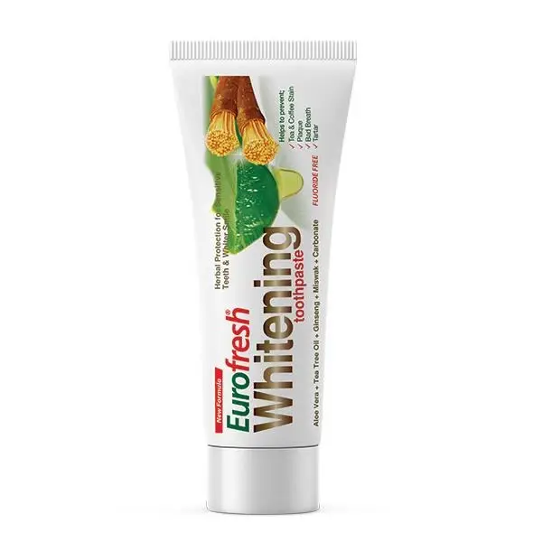 Eurofresh Whitening tandpasta (zonder FLUORIDE!) Set van 2 stuks!