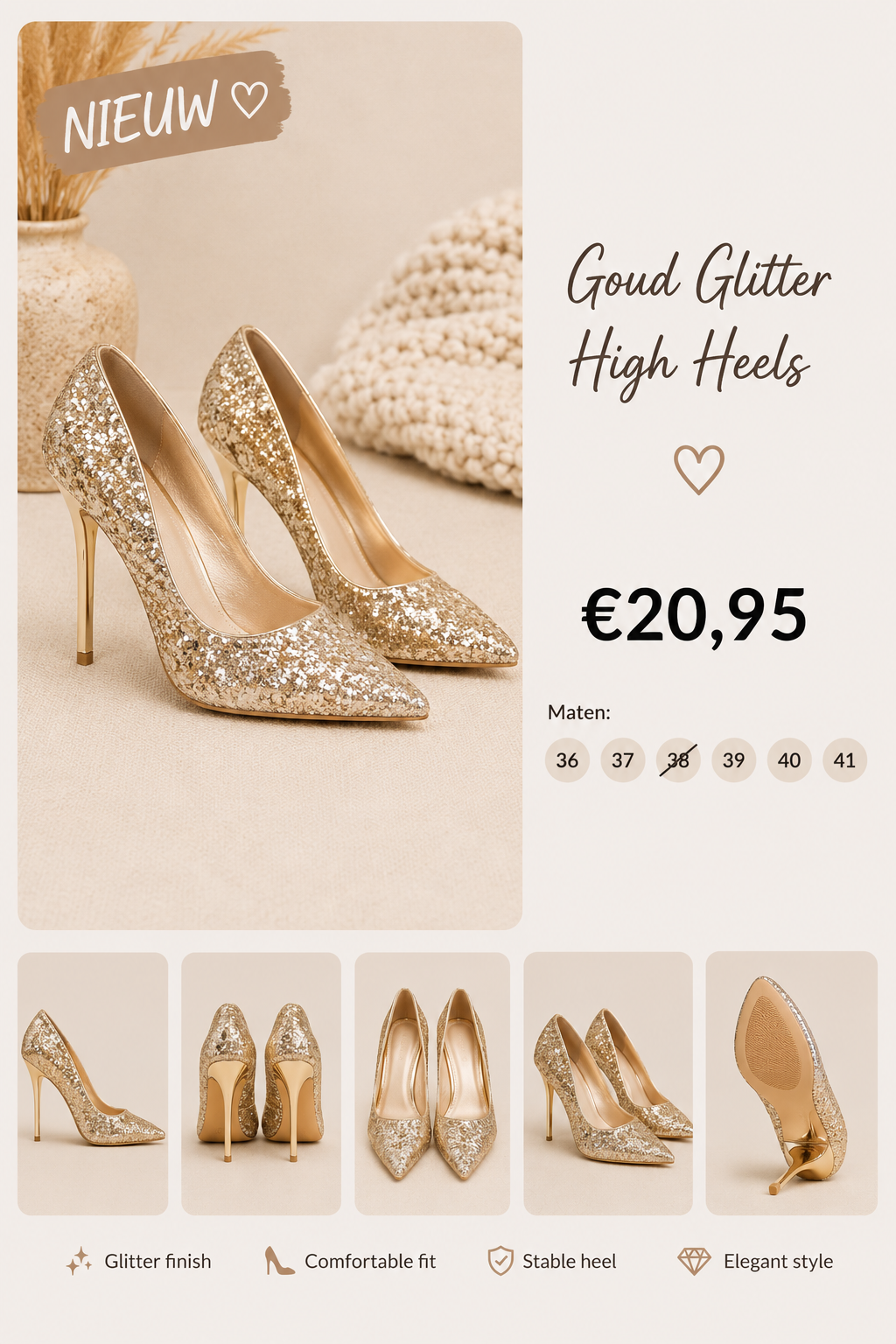 Gold Glitter Heels