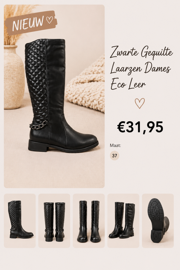 Zwarte Quilted Laarzen