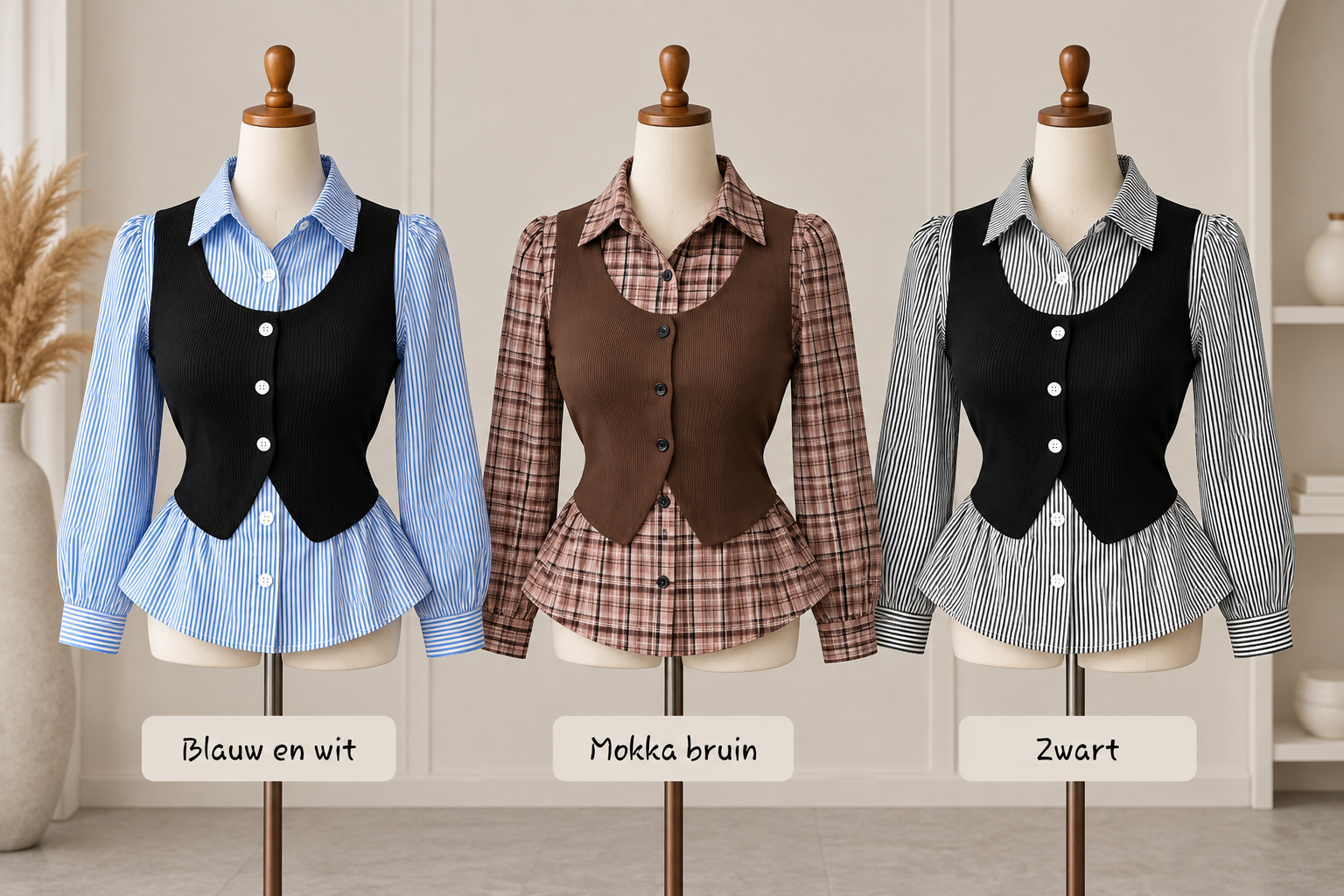 2-in-1 blouse met gilet 🤎