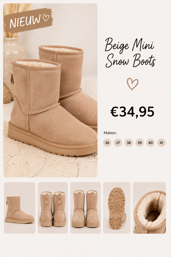 Beige Mini Snow Boots