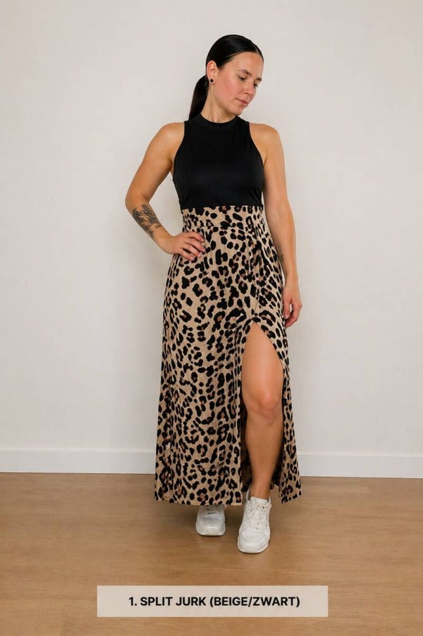 Split Leopard Maxi Dress
