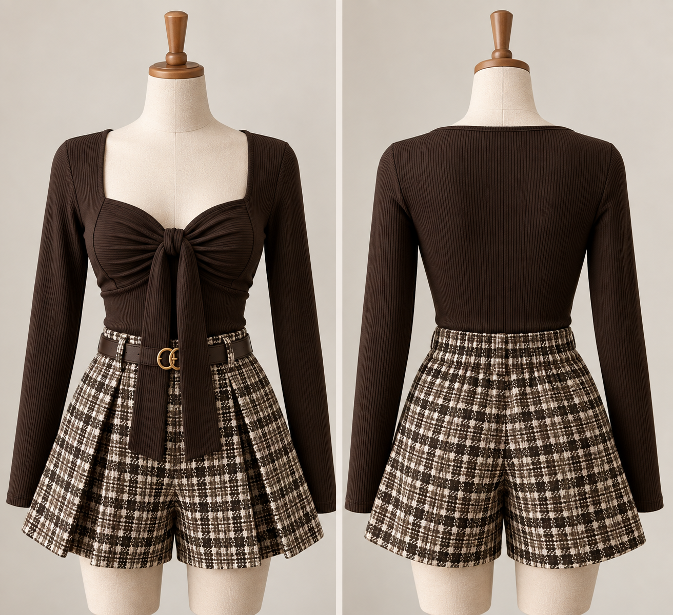 Herfst set met geruite short