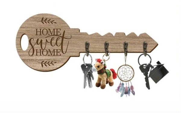 Home sweet home - houten sleutelhanger