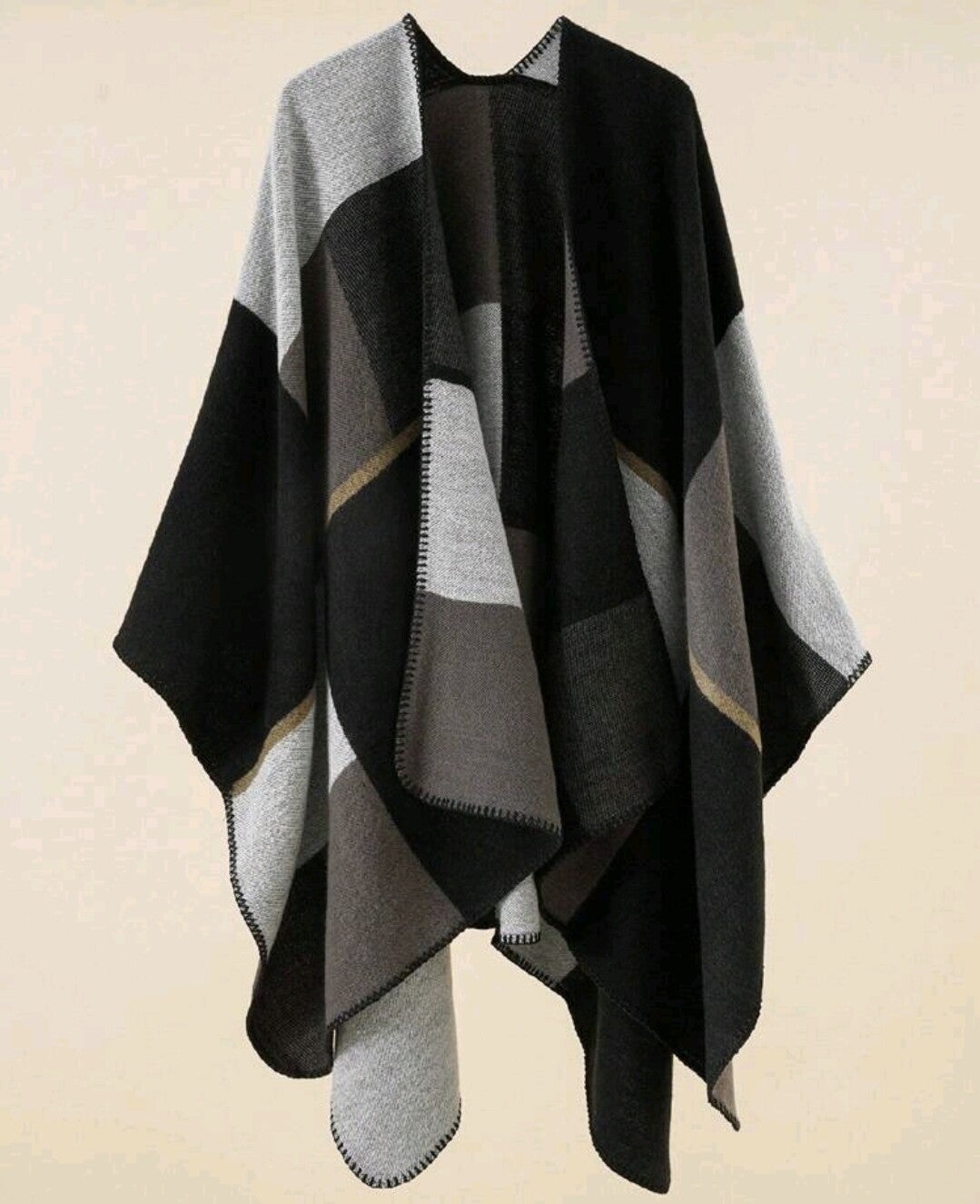 Checked Cozy Poncho