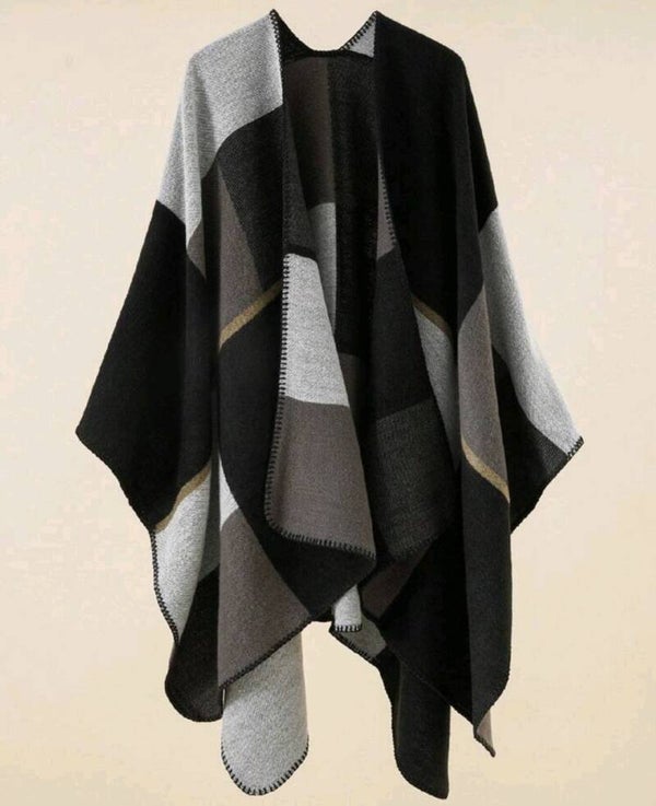 Checked Cozy Poncho
