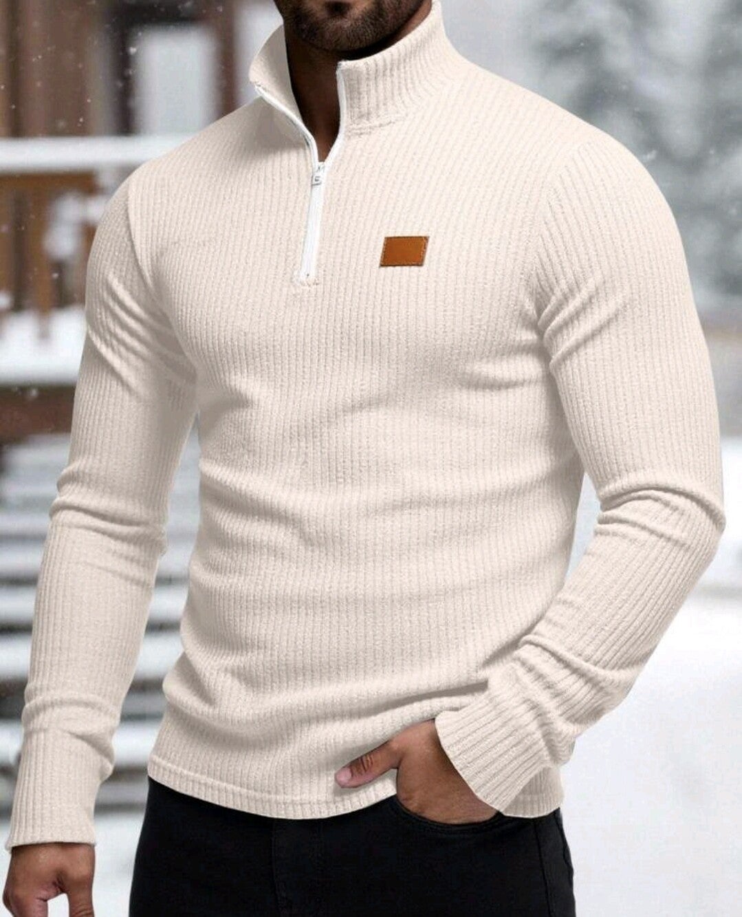 Ribbed half-zip sweater