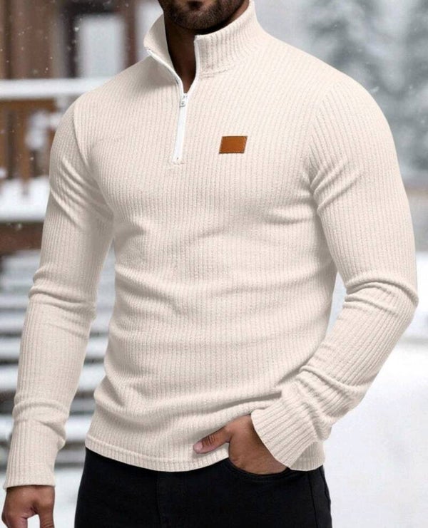 Ribbed half-zip sweater