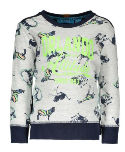 B.Nosy sweater blauw grijs neon