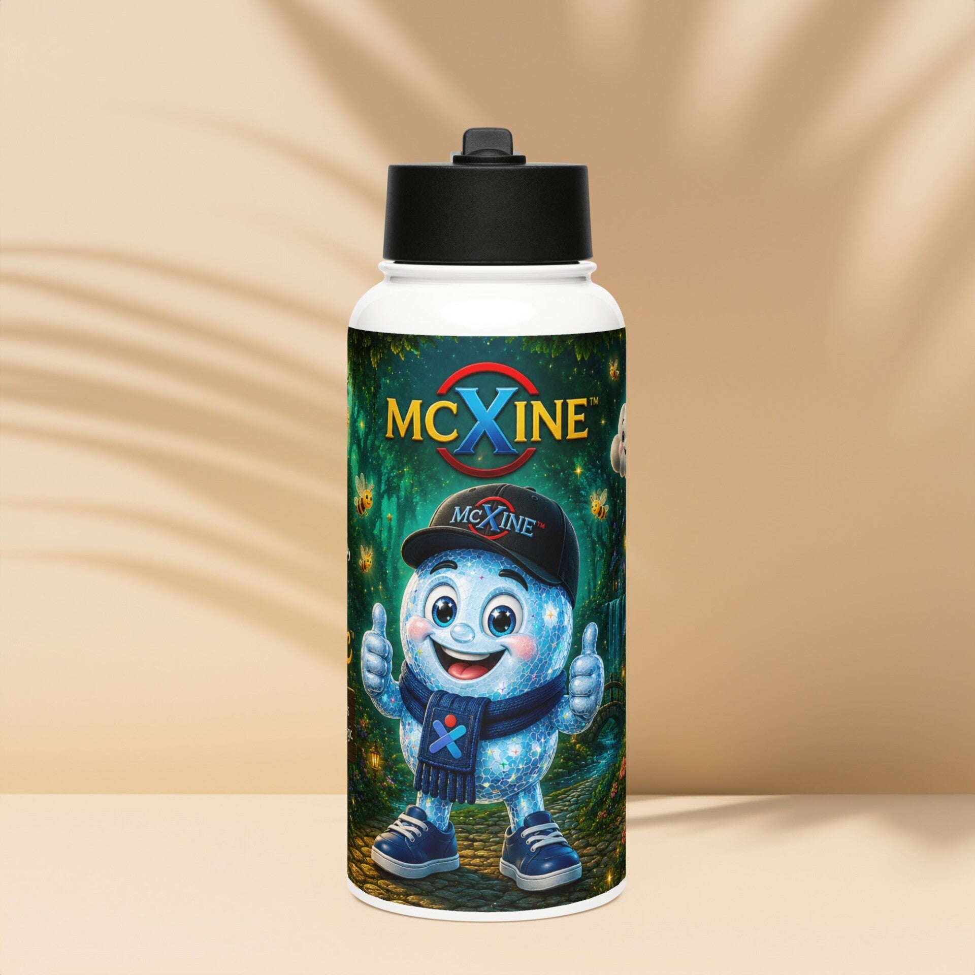 McXine® Enchanted Forest Water Bottle with Straw – Xinetje Sparkles & Magic Edition