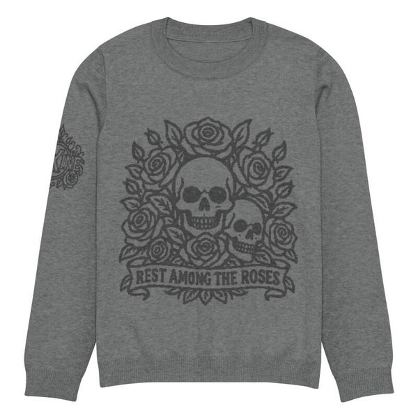 Rest Among the Roses – Unisex Gothic Knitted Crew Neck Sweater