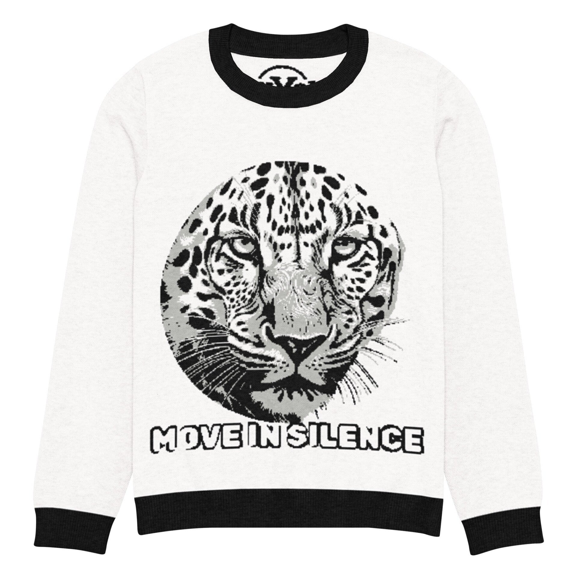 Move in Silence Leopard Knitted Sweater – Unisex Jacquard Crew Neck
