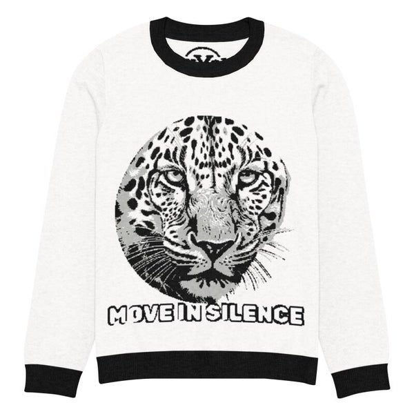 Move in Silence Leopard Knitted Sweater – Unisex Jacquard Crew Neck