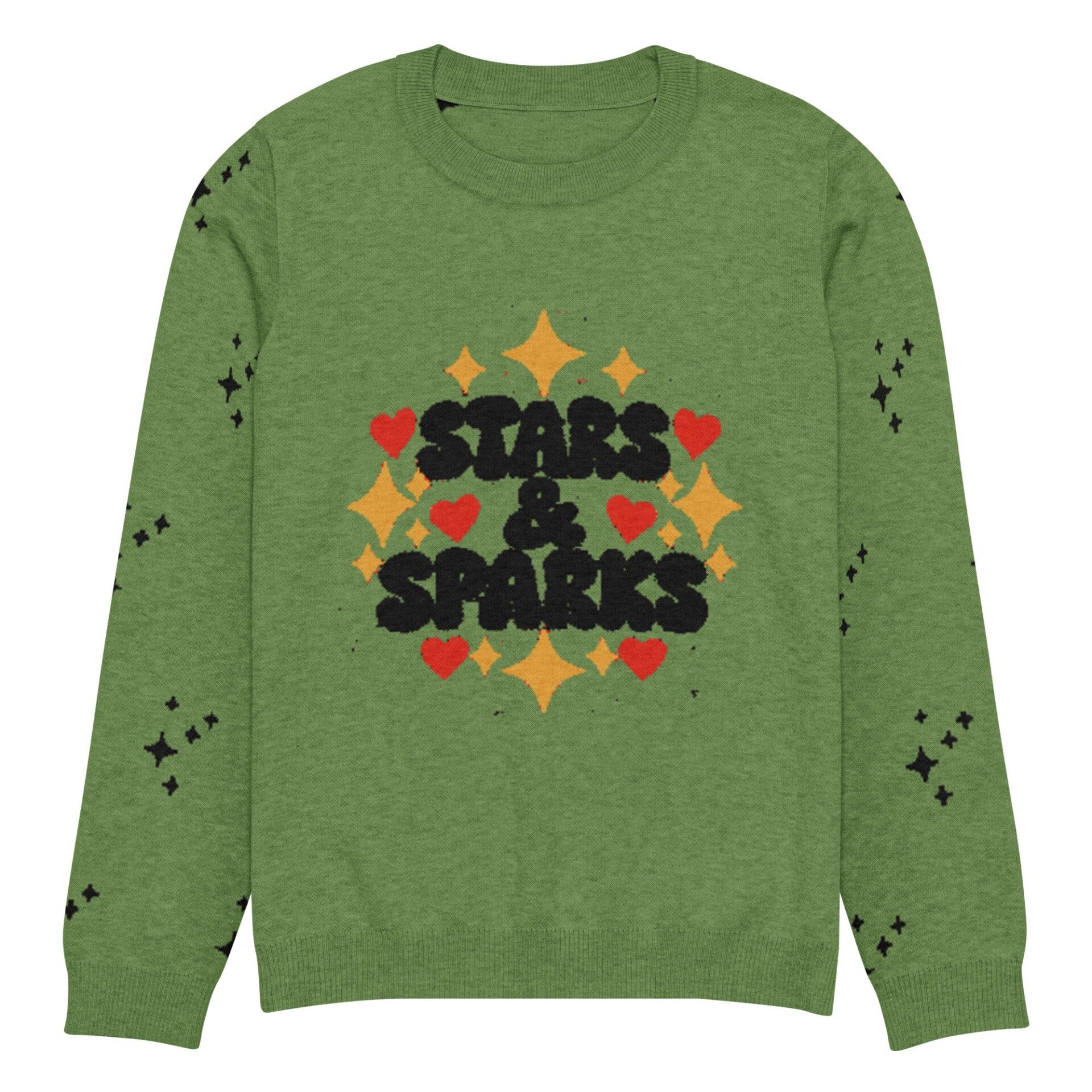 Stars & Sparks Knitted Crew Neck Sweater – Unisex Jacquard Statement Knit