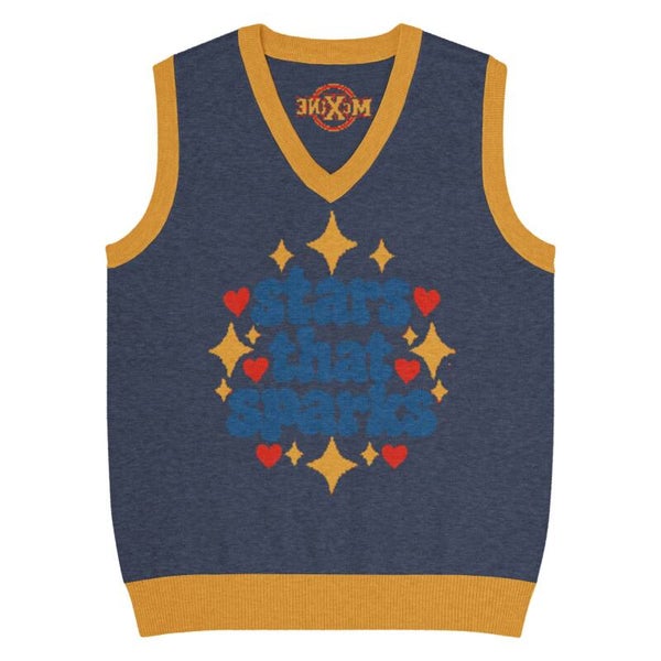 Stars That Sparks Knit V-Neck Vest – Unisex Jacquard Sweater Vest