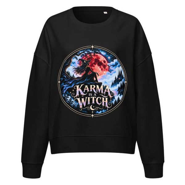 Karma is a Witch – Women's Organic Halloween Sweatshirt | McXinetje-McXine