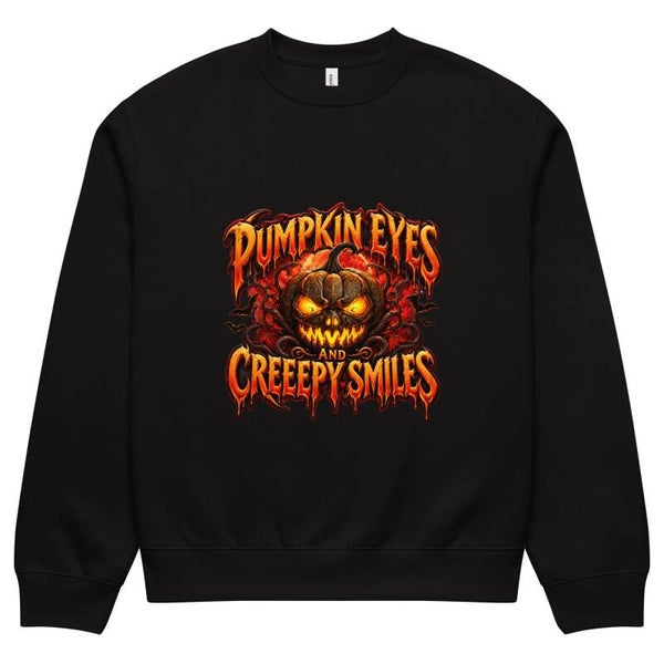 Pumpkin Eyes and Creepy Smiles – Oversized Halloween Sweatshirt | McXinetje-McXine