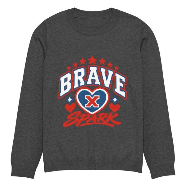 Brave x Spark – Knitted Crew Neck Pullover | Charcoal | McXinetje-McXine