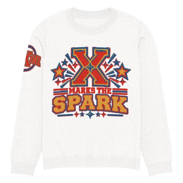 X Marks the Spark – Knitted Crew Neck Pullover | White | McXinetje-McXine