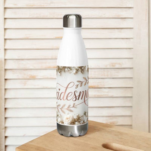 Bridesmaid Water Bottle – Floral Design Insulated Stainless Steel 17oz | Wedding Party Gift | McXinetje-McXine