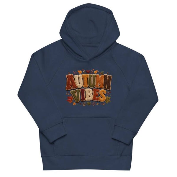 Autumn Vibes Kids Eco Hoodie | Fall Print Hoodie for Boys & Girls | Sizes 4–12Y | Organic Cotton