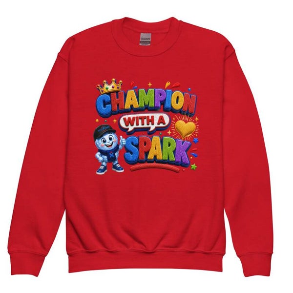Champion With A Spark | Kids Crew Neck Sweatshirt | McXinetje-McXine Sparkle Family