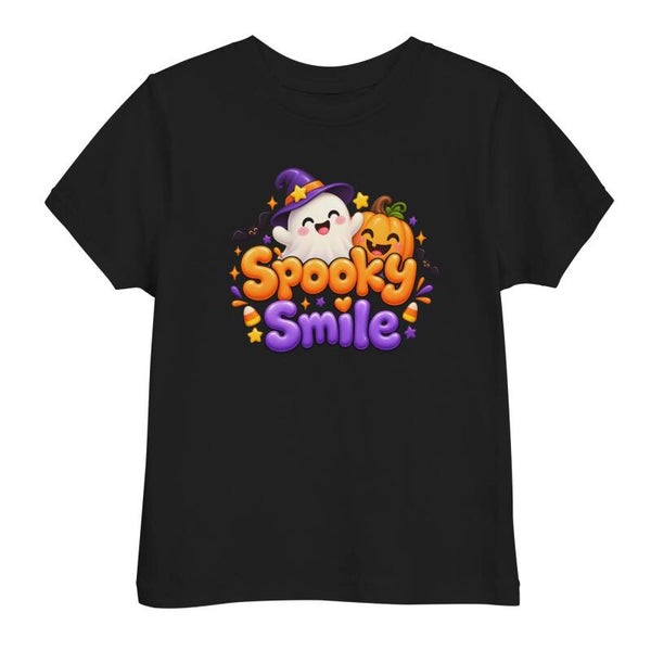 Spooky Smile Toddler Halloween T-Shirt – Cute Ghost & Pumpkin Tee
