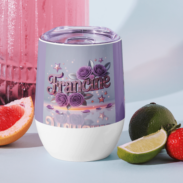 Francine Personalized Wine Tumbler – Floral Insulated Drinkware | McXinetje-McXine