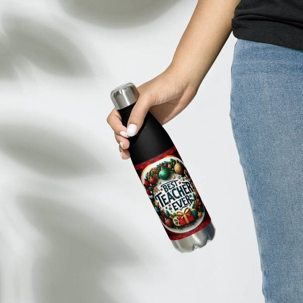 Water Bottle – Best Teacher Ever Christmas | 17oz Insulated Stainless Steel | McXinetje-McXine