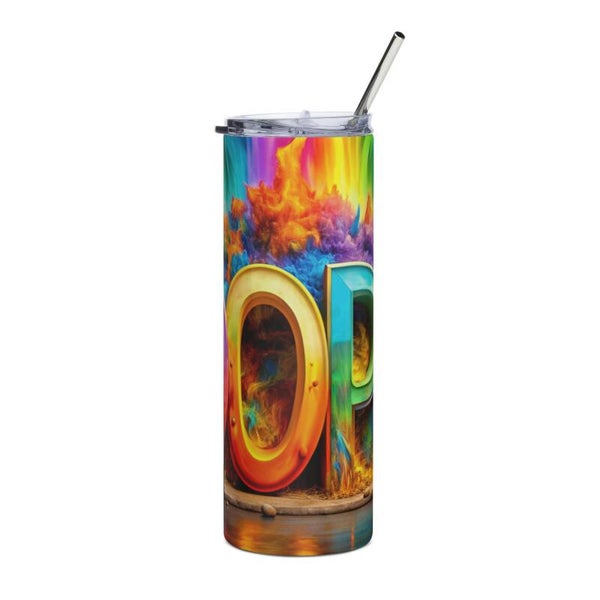 DOPE – Bold 3D Explosion Stainless Steel Tumbler with Straw & Lid | Colourful Gift