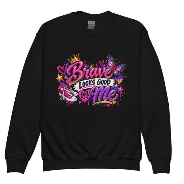 Brave Looks Good on Me – Kids Crew-Neck Sweatshirt | McXine Back to School