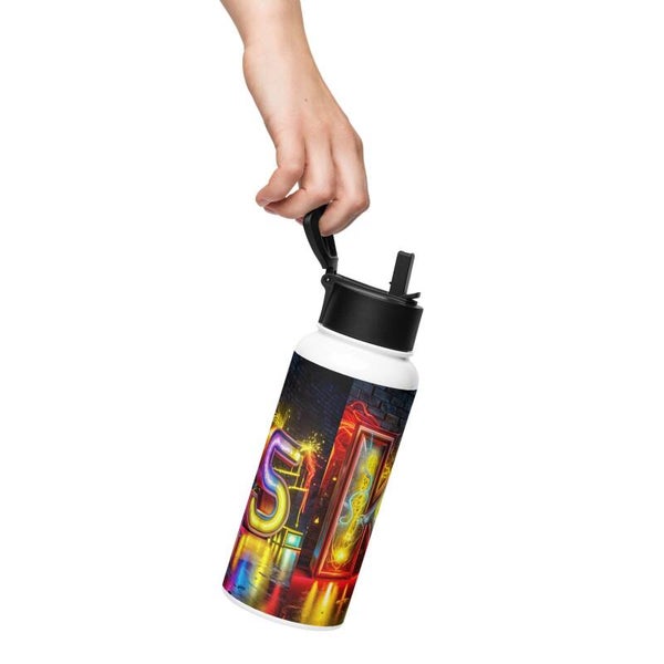 Neon City Lights | Stainless Steel Water Bottle with Straw Lid | 32 oz | McXinetje