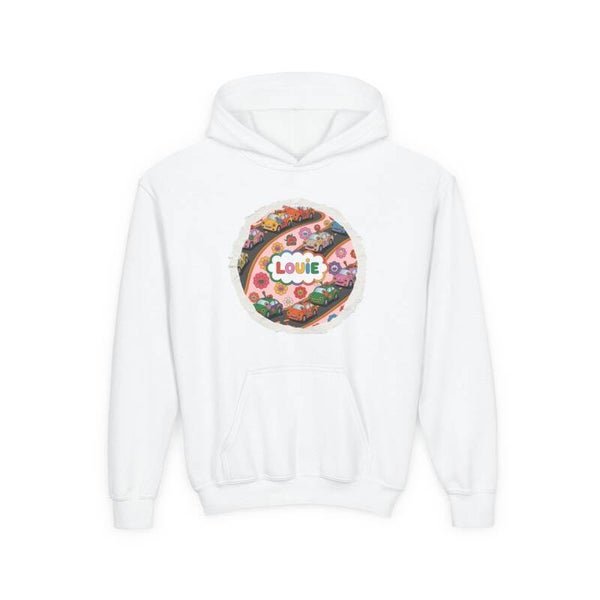 Youth Hoodie – Louie Personalised Cars & Flowers Print | McXinetje-McXine