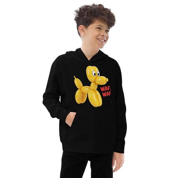 Waf, Waf! | Kids Fleece Hoodie | Funny Balloon Dog Print | Gift for Kids | McXinetje