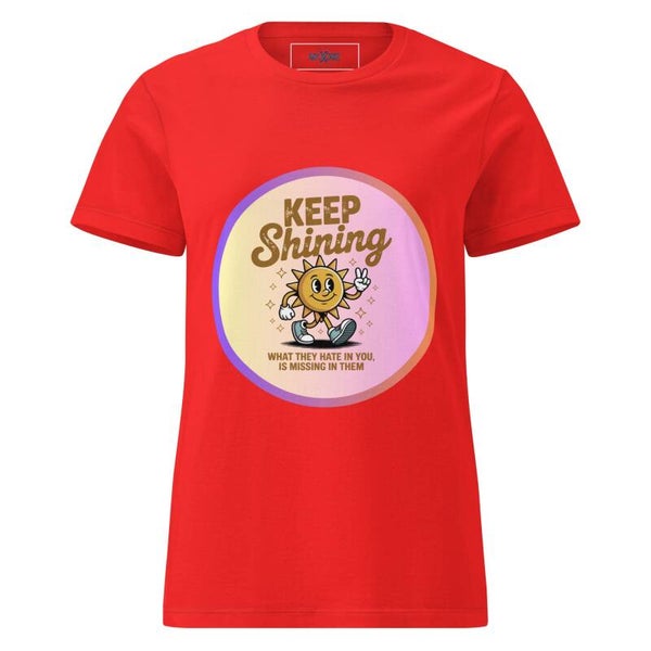Keep Shining Women’s Softstyle T-Shirt – Retro Sun Empowerment Design | Motivational Gift for Her | McXinetje-McXine