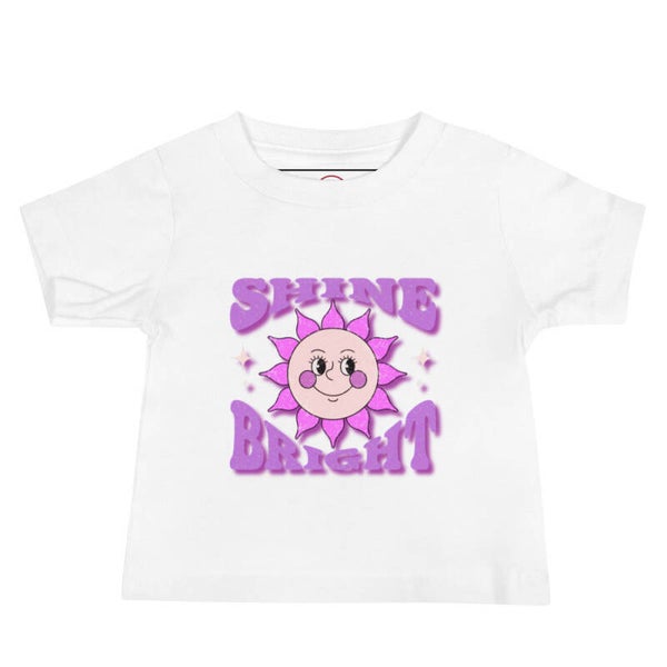 Shine Bright Baby Jersey Short Sleeve Tee – Cute Smiley Sun Design | Adorable Gift for Baby Girls | McXinetje-McXine