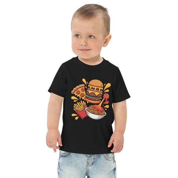 Foodie Toddler T-Shirt | Funny Food Graphic Tee | Cute Kids Gift | Pizza Burger Fries Print