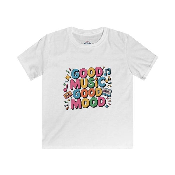 Kids Tee — Good Music, Good Mood Colorful Retro Music Graphic