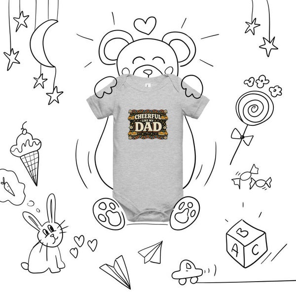 Cheerful Like My Dad Baby Bodysuit – Retro Groovy Design | Cute Father’s Day Gift for Babies | McXinetje-McXine