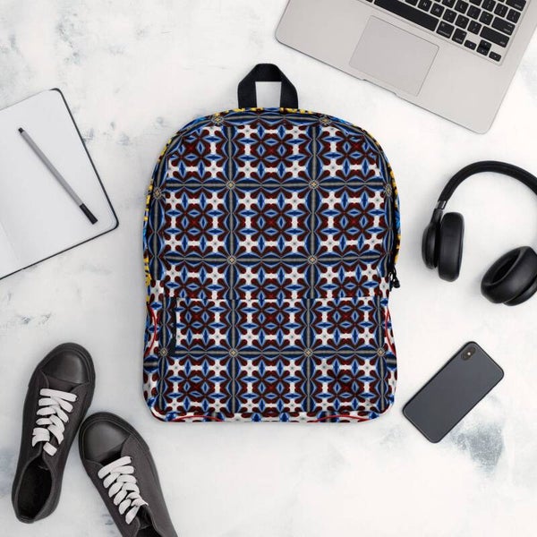 McXinetje® Kaleidoscope Backpack | Blue Geometric All-Over Print | Kids & Teen Backpack | McXinetje-McXine