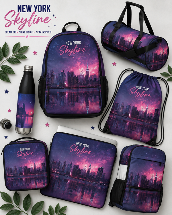 McXine® New York Skyline Drawstring Bag – City Nights Edition | Sports & Gym Bag