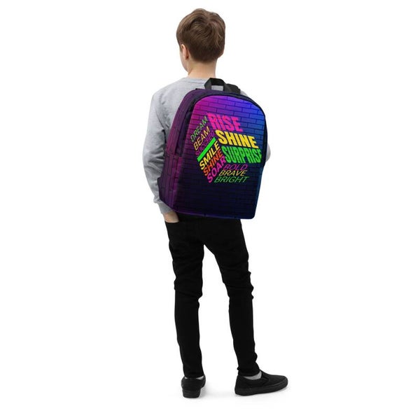 Rise & Shine Motivational Backpack | Bold Word Art Print | McXinetje