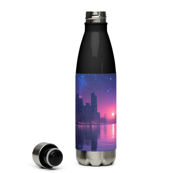 McXine® New York Skyline Water Bottle – City Nights Edition | Insulated Stainless Steel Bottle