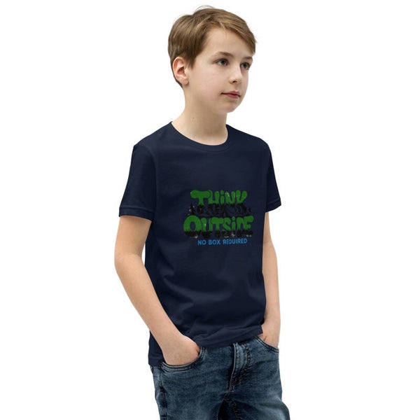 Think Outside No Box Required Kids Youth T-Shirt – Nature & Adventure Design | Outdoor Gift for Kids | McXinetje-McXine