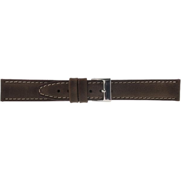 Horlogeband Leer Donkerbruin 20mm