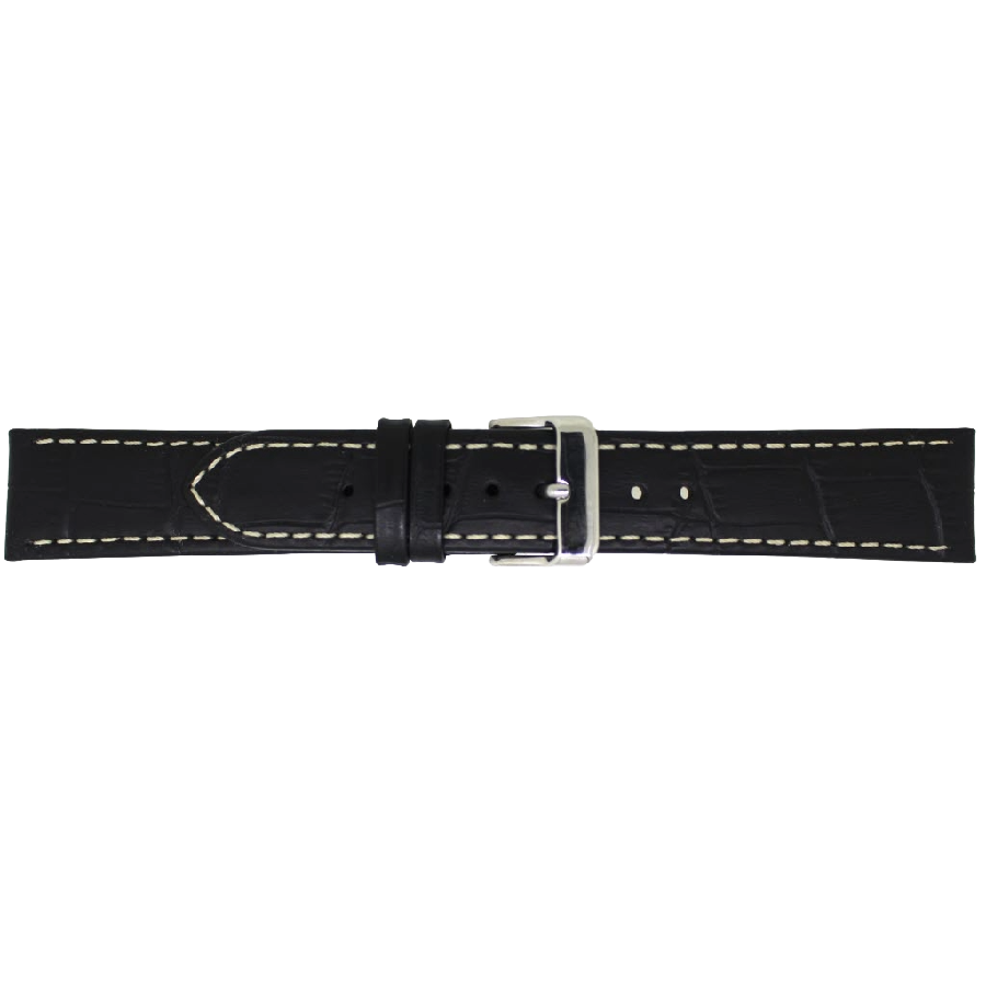 Horlogeband Leer Zwart XL